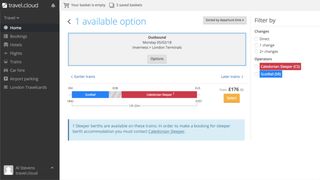 Screenshot a trains search result